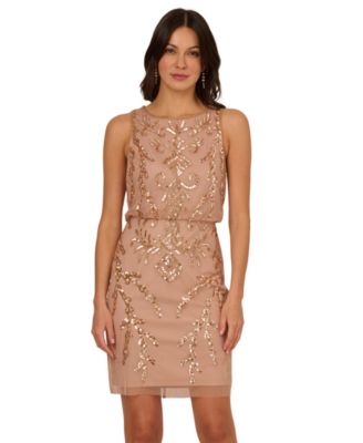 Women's Boat-Neck Embellished Sheath Dress