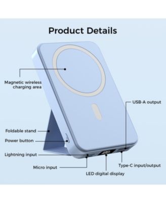 10000mAh Portable Magnetic Wireless Charge Power Bank w/ Phones Stand