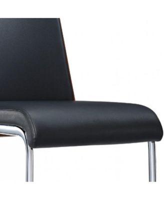 Faux Leather Dining Chairs Set of Two with Upholstered Seat for Home or Office