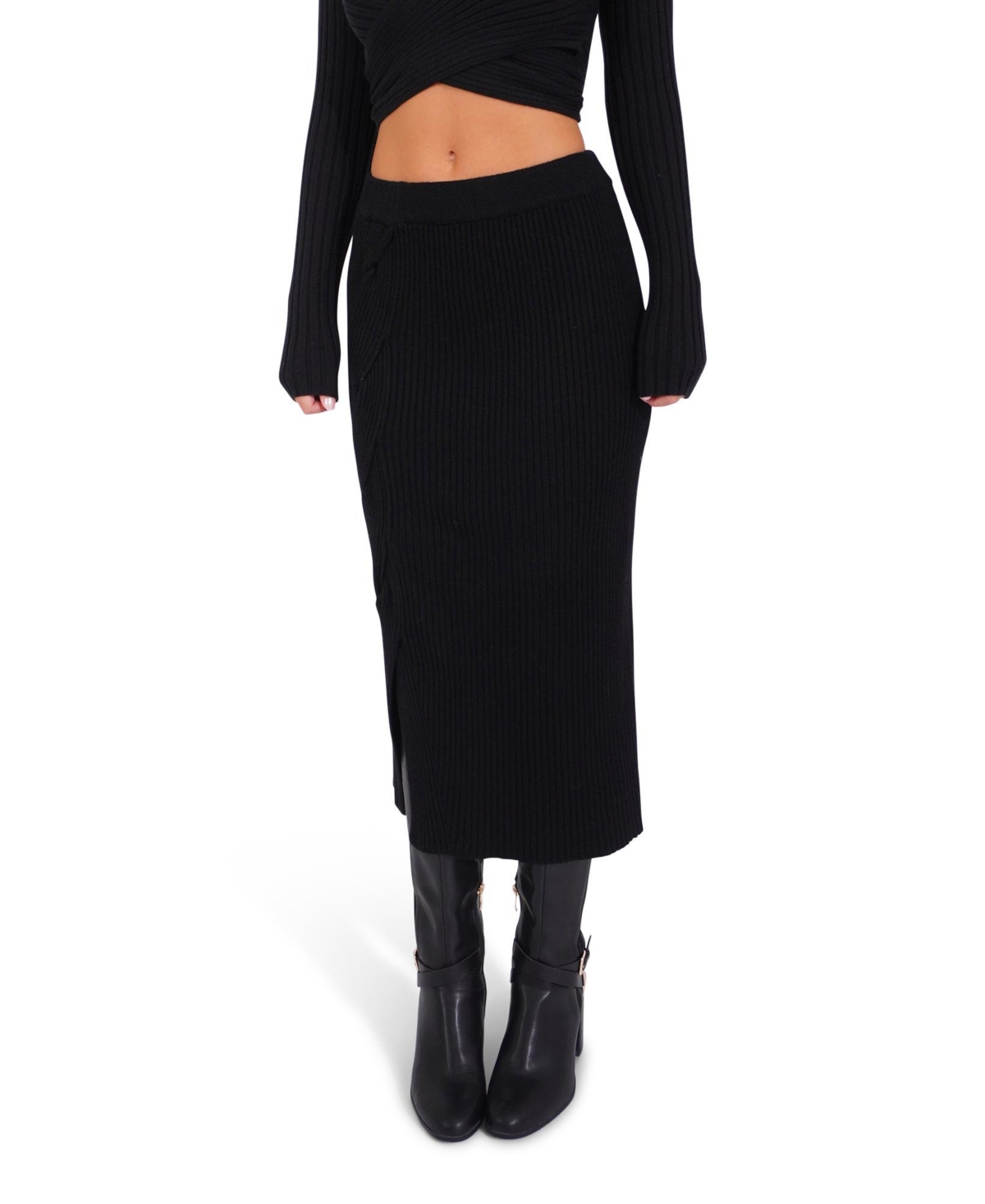 Women's All My Life Knit Midi Skirt - Black
