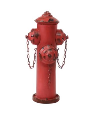 Metal Fire Hydrant Outdoor Garden Statue Decor with Red Finish
