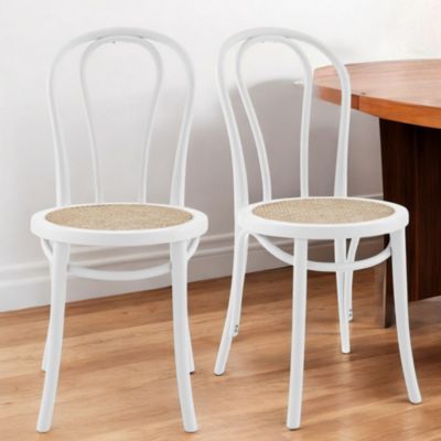 Set of 2 Cane Dining Side Chairs with Vintage Look for Home Decor