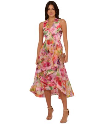 Adrianna Papell - Women's Floral-Print High-Low Dress