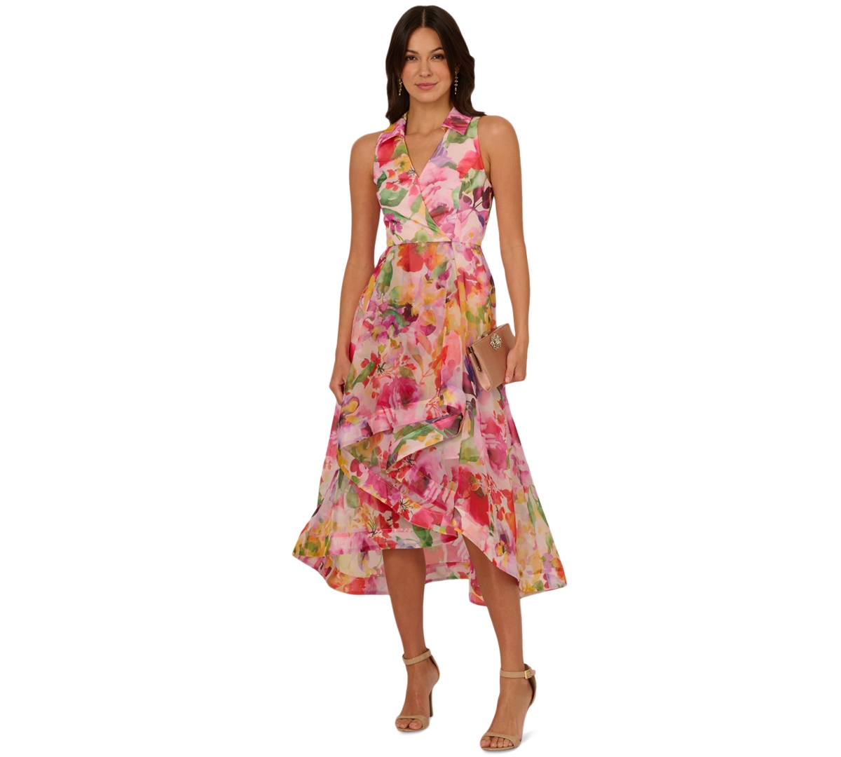 Shop Adrianna Papell Women's Floral-print High-low Dress