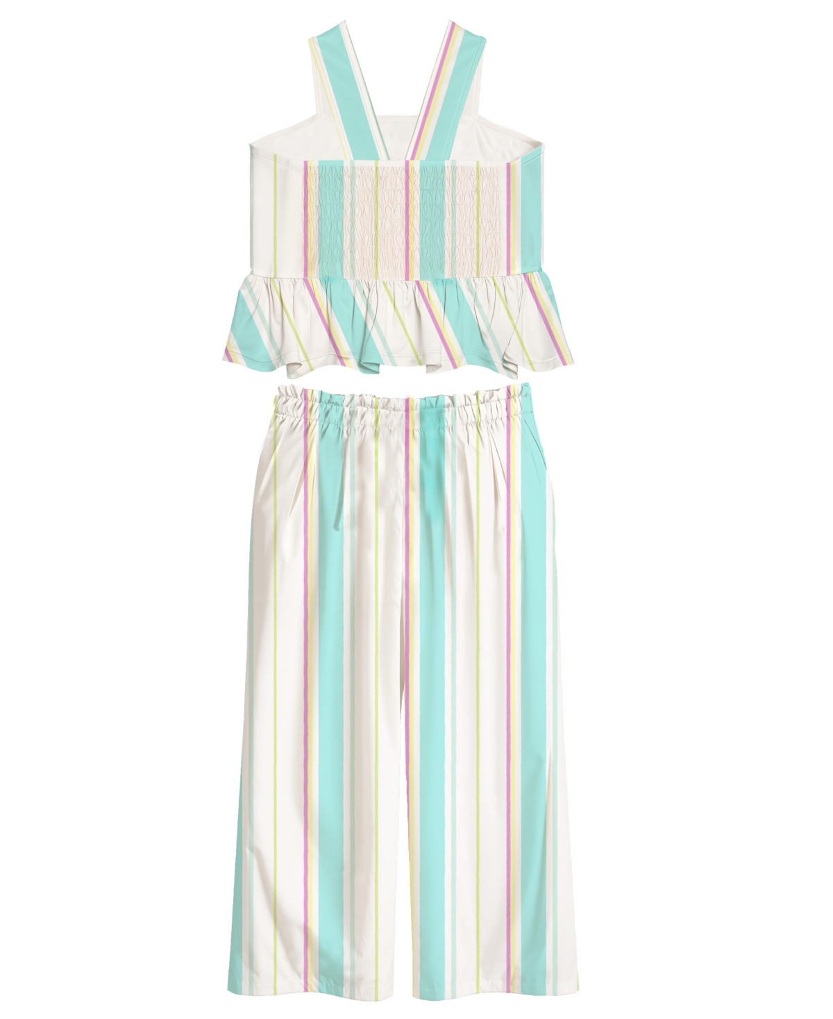 Disney Toddler And Little Girls 2-piece Stitch Embroidered Stripe Linen Top And Pant Set