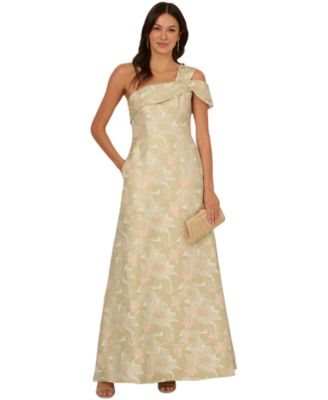 Adrianna Papell - Women's One-Shoulder Floral-Jacquard Gown