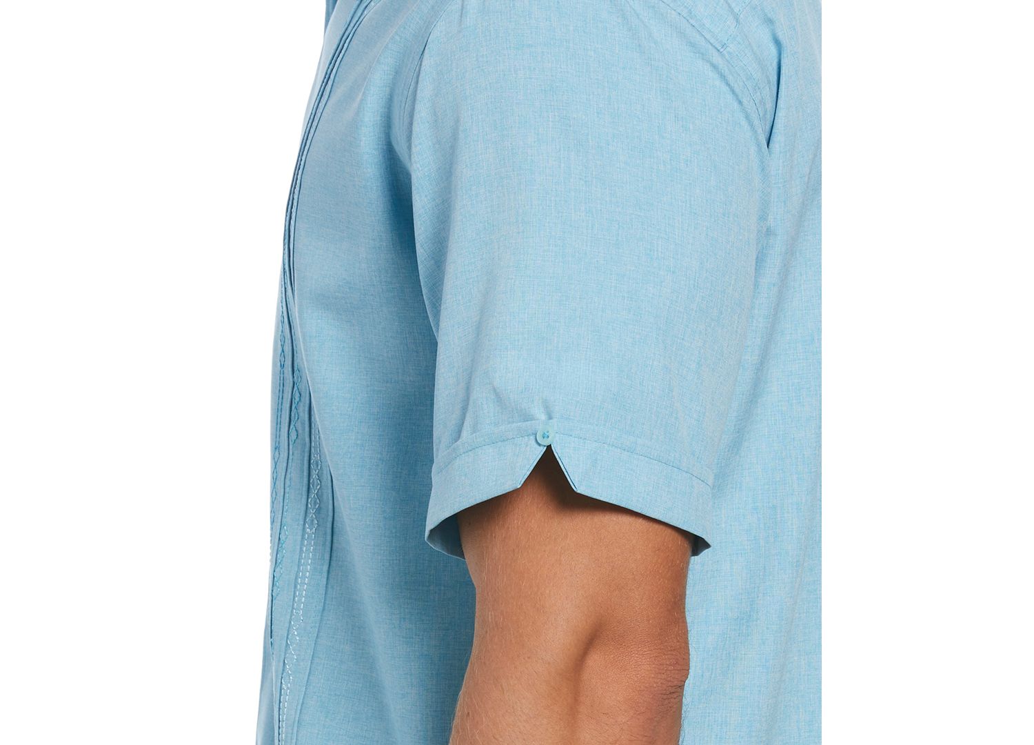 Men's Geo Embroidered Panel Chambray Shirt