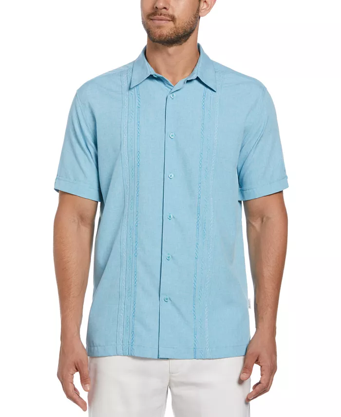 Men's Geo Embroidered Panel Chambray Shirt - thumbnail 9