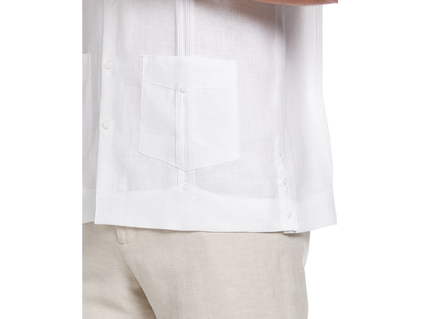 Мужская рубашка Cubavera 100% Linen Short Sleeve 4 Pocket Guayabera, цвет: Яркий белый — фото 3