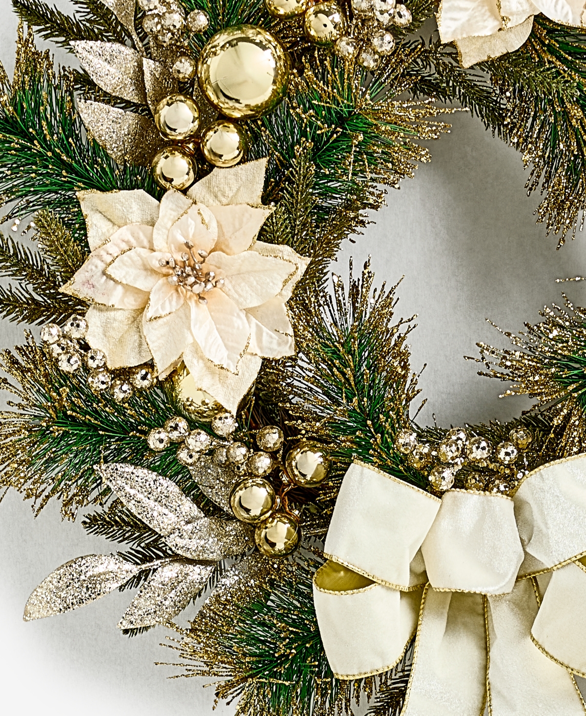 Holiday Lane Opulence Floral And Bow Wreath, Macy's Exclusive