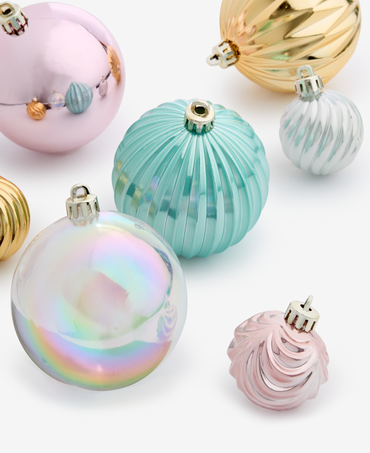 Holiday Lane Opulence Set Of 50 Shatterproof Pink Gold And Blue Iridescent Ball Ornaments, Macy's Exclusive In Multi