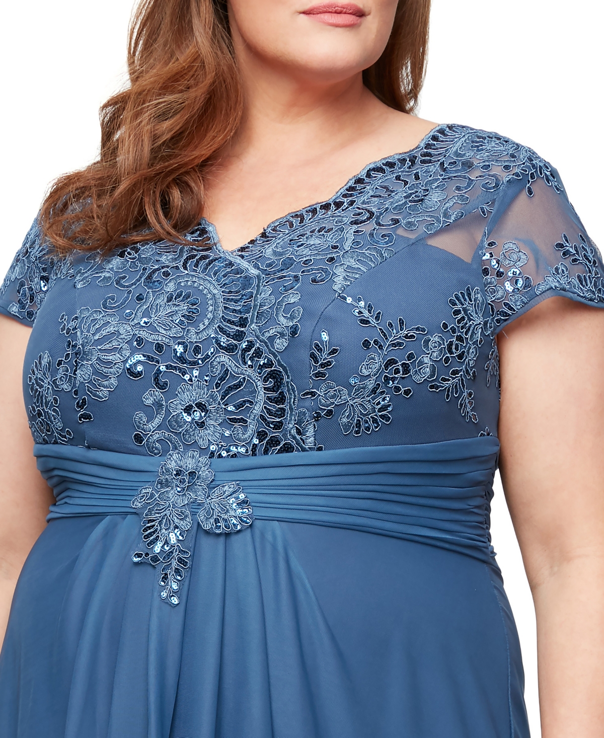 Alex Evenings Plus Size Sequinned Embroidered Evening Gown