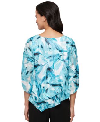 Women's Printed Chiffon Burnout Blouse 
