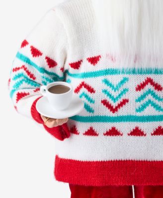 Whimsy Caucasian Santa In Sweater With Coffee, Macy's Exclusive 