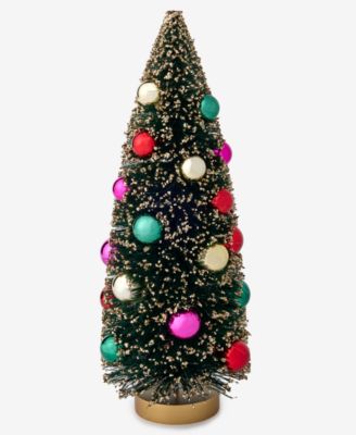 Holiday Lane - Whimsy Green Faux Christmas Tree  With Colorful Ornaments