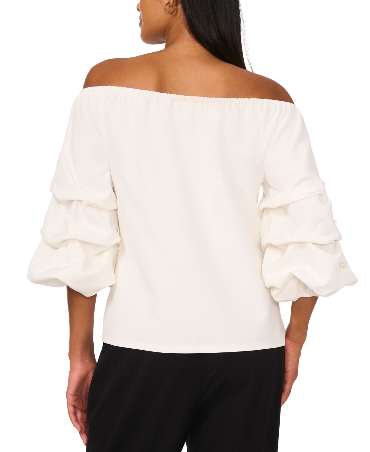Msk Women's Off-the-shoulder Embellished-sleeve Top In Neutral