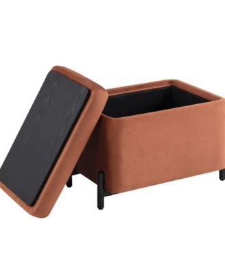 24" Velvet Kyoto Small Storage Ottoman