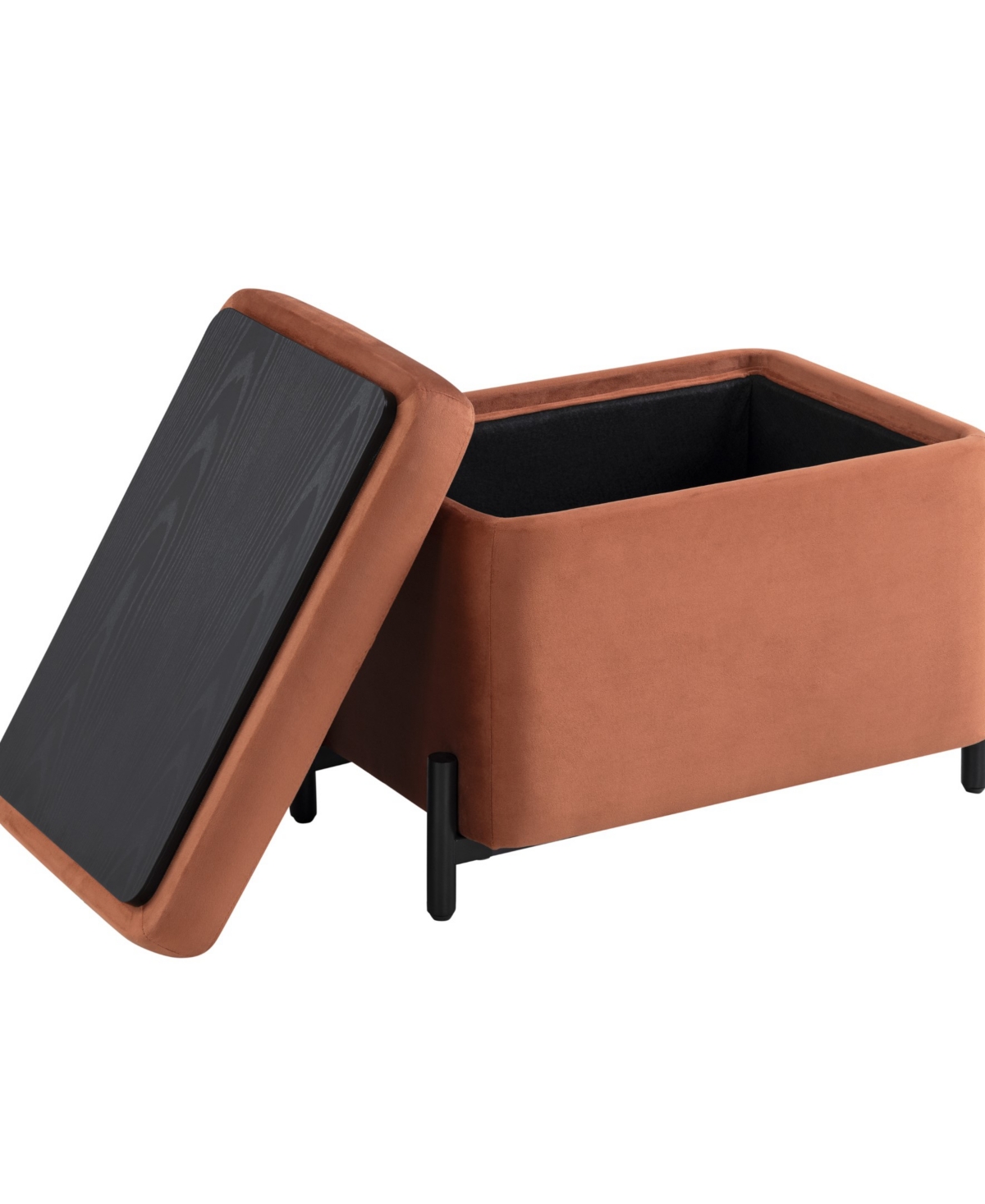Lifestyle Solutions 24" Velvet Kyoto Small Storage Ottoman In Brown