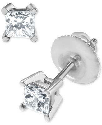 Diamond Princess-Cut Stud Earrings (1/3 ct. t.w.) in 14k White Gold
