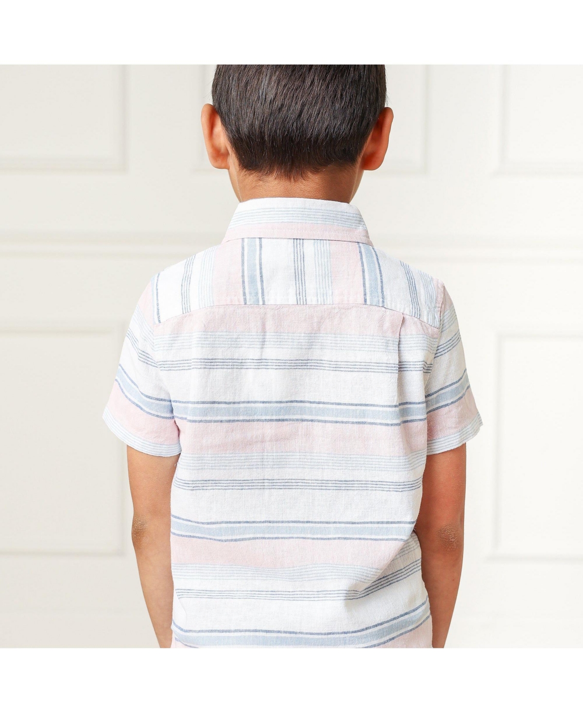 Hope & Henry Boys' Linen Short Sleeve Button Down Shirt