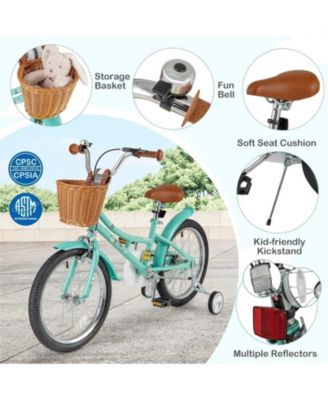 16/18 Inch Kids Bike with Training Wheels, 2 Brake System, and Adjustable Seat for Ages 4-8