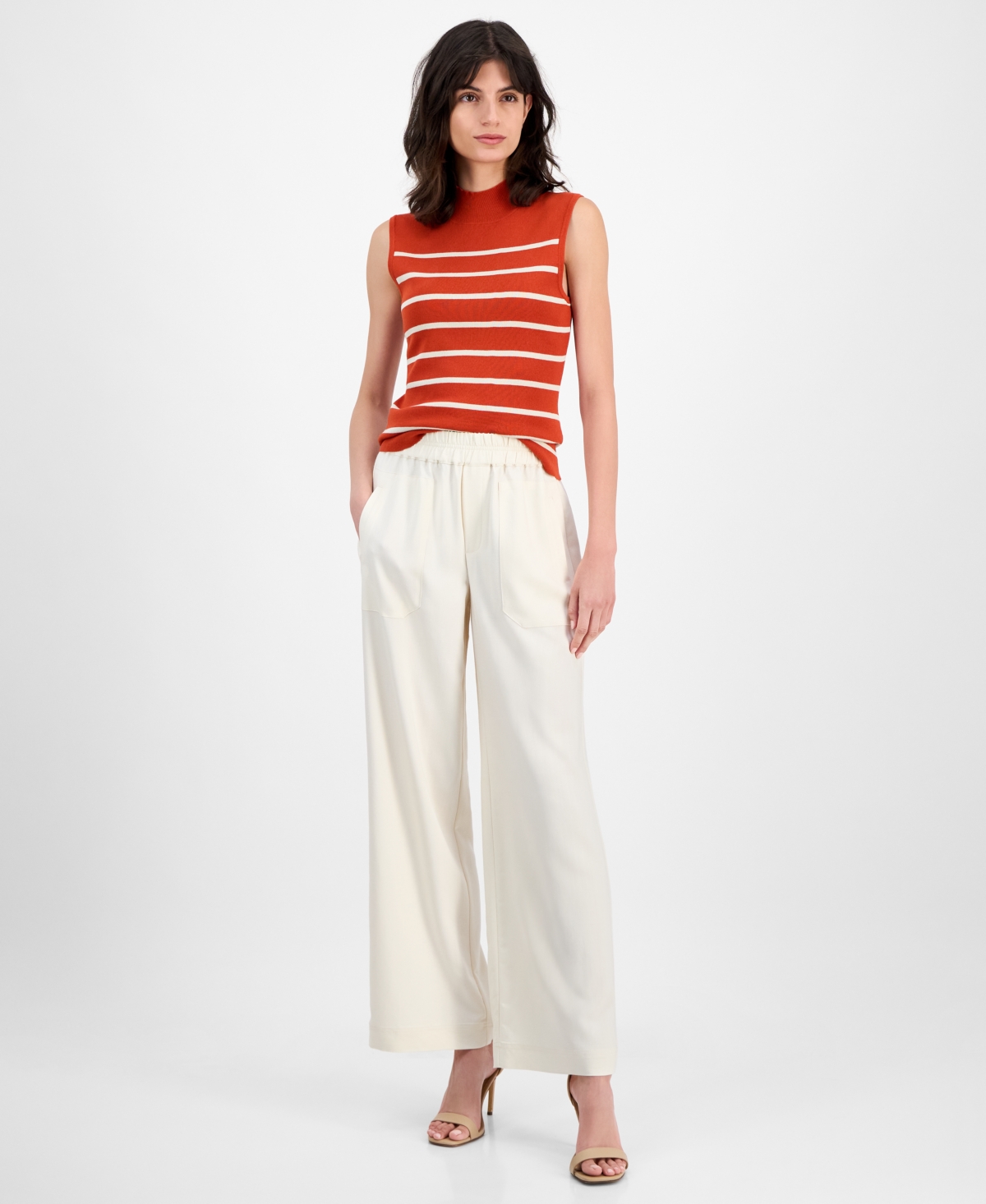 T Tahari Women's Pull-on High-rise Wide-leg Pants