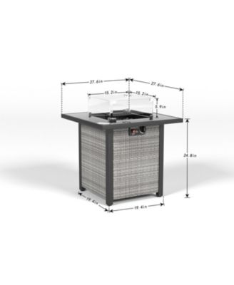 Streamdale 28" Propane Fire Pit Table with Glass Top and Windscreen