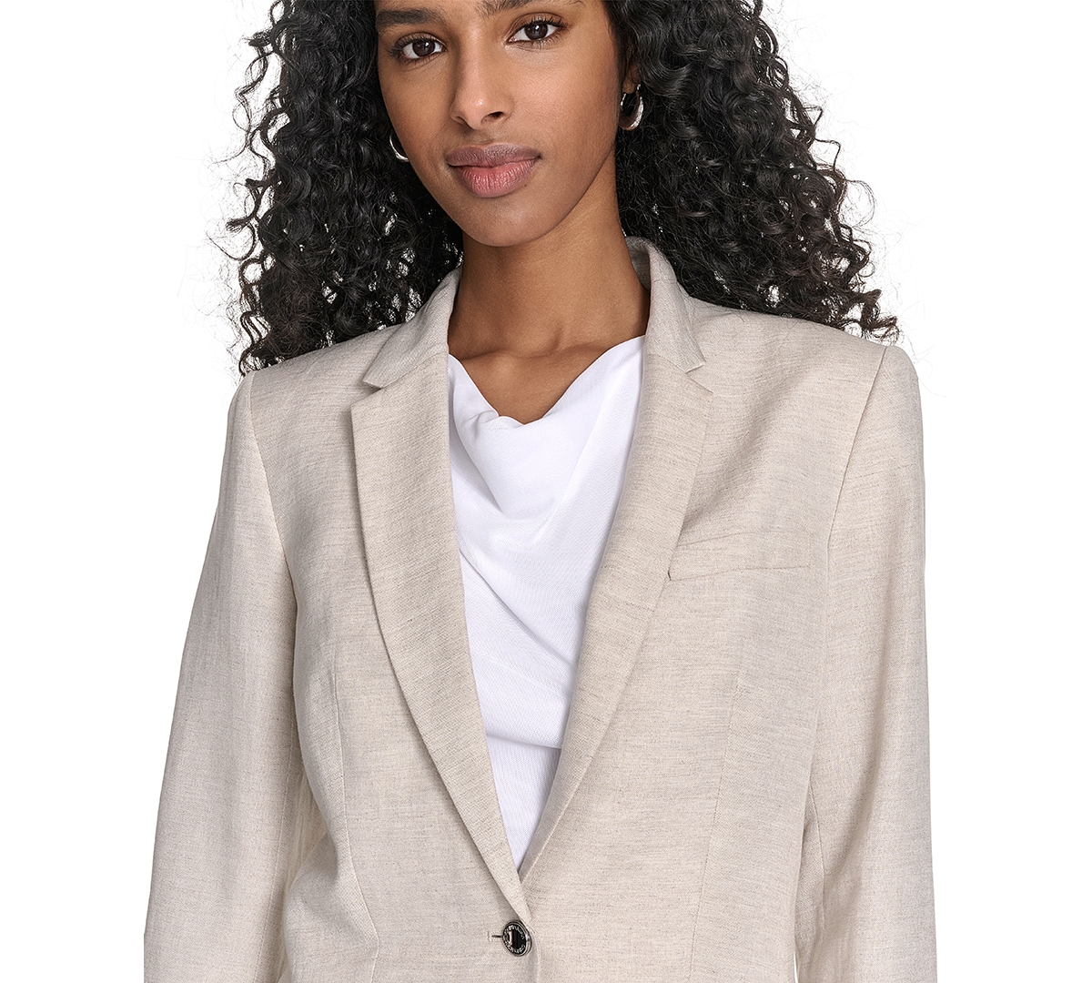 Calvin Klein Petite Linen-blend Blazer