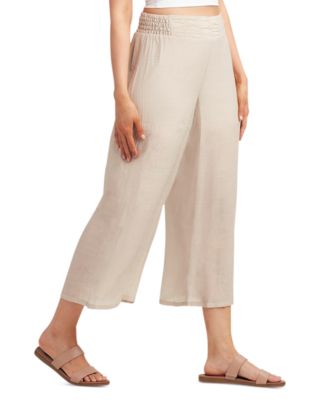 Juniors' Gauzy Textured Wide-Leg Pants