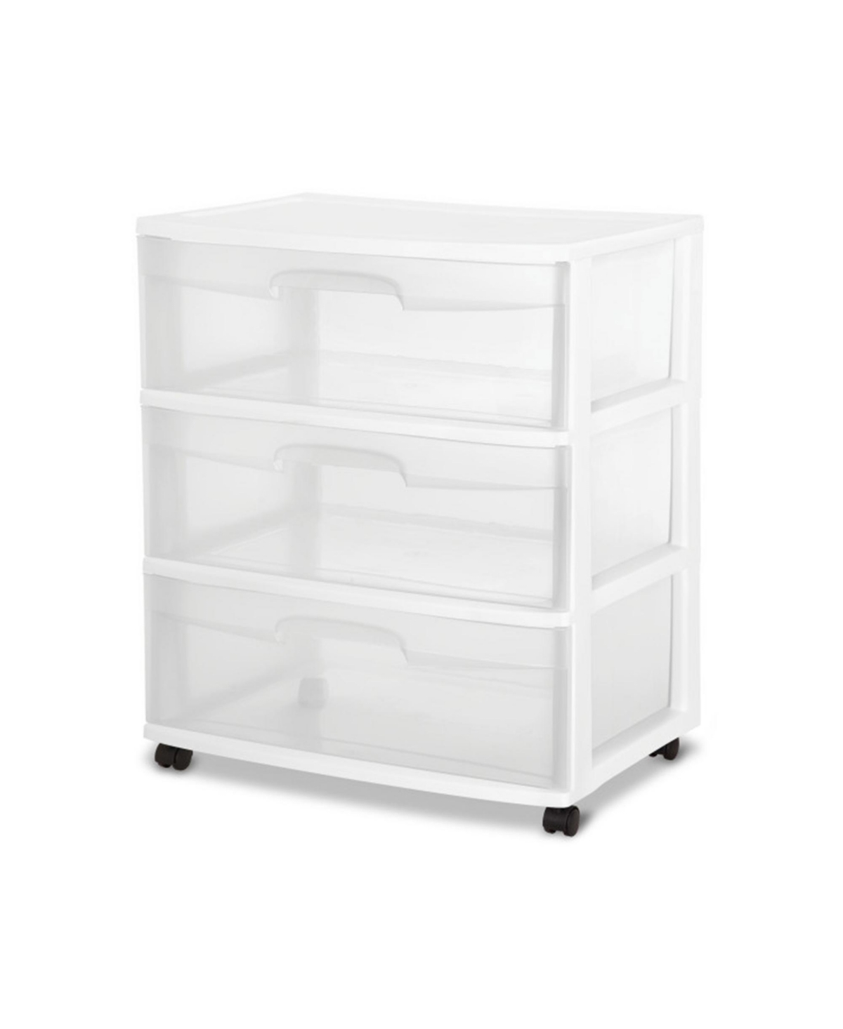 Sterilite At Home 3 Drawer Wide Storage Cart Container with Casters (3 Pack) - Multi