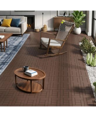 Streamdale 12" Deck Tiles, DIY Interlocking, Indoor/Outdoor, Easy Install, 44pcs Red Brown