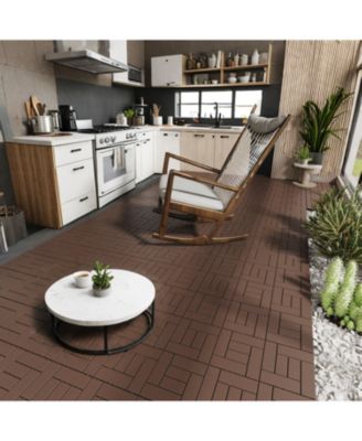 Streamdale 12" Deck Tiles, DIY Interlocking, Indoor/Outdoor, Easy Install, 44pcs Red Brown