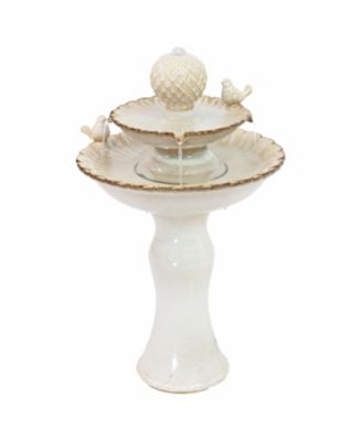 27"H Electric Ceramic 2-Tier Resting Birds Outdoor Water Fountain
