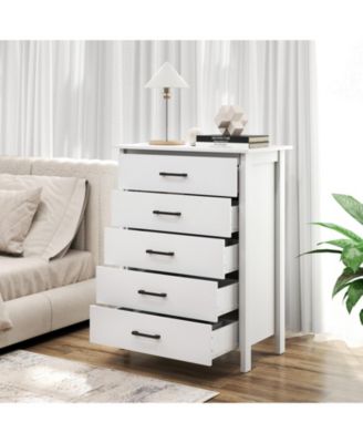 Modern 5 Drawer Chest Storage Dresser Cabinet with Metal Handles