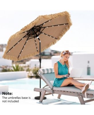 7 FT Hawaiian Style Umbrella Sun-proof Thatched Patio Tiki Umbrella w/8 Ribs