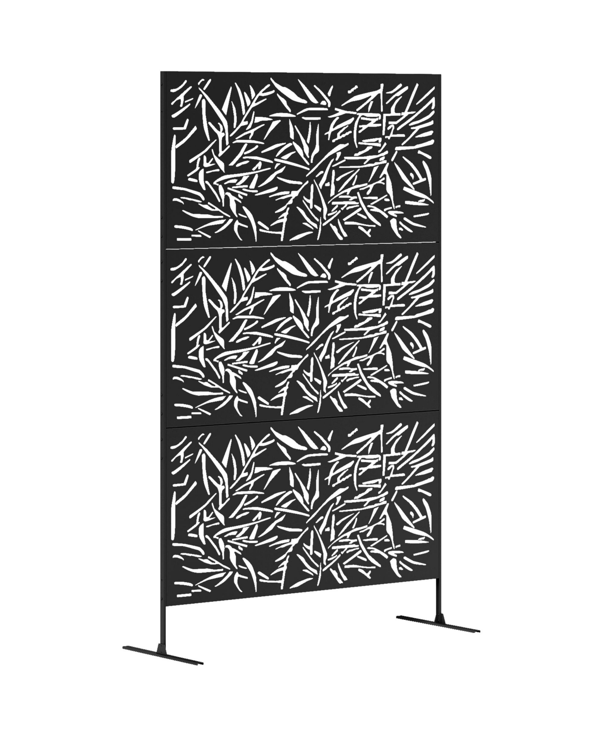 Metal Outdoor Privacy Screen Outdoor Divider Trellis Bamboo - Black/bamboo
