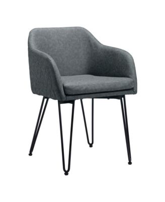 Set of Two Vintage Style Faux Leather Chairs for Dining Room Kitchen or Office Seating