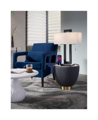 Neil Modern Rustic Table Lamp 26" High Black Metal with USB Charging Port White Rectangular Shade for Bedroom Living Room Bedside Desk