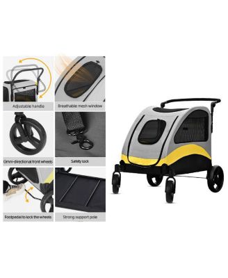  4 Wheel Foldable Large Capacity Pet Travel Stroller