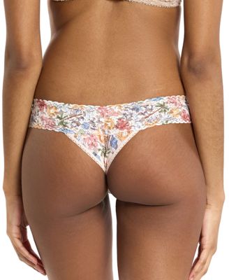 Women's Printed Signature Lace Low Rise Thong