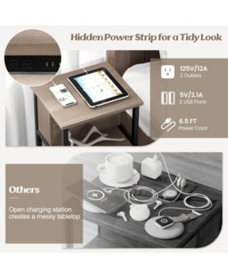 3-Tier End Table with USB Ports & Power Outlets-1 Piece