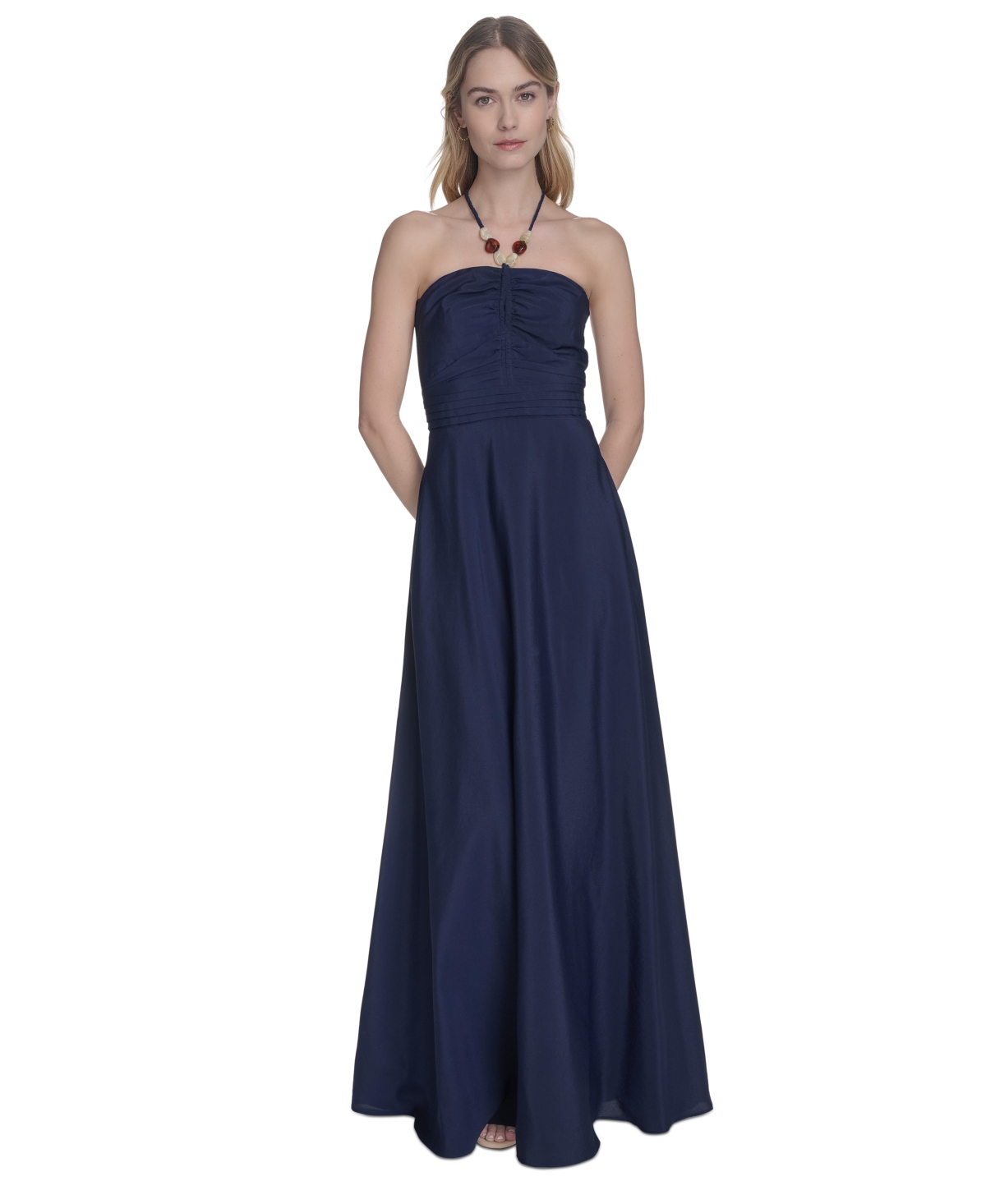Eliza J Women's Ruched-front Halter Maxi Dress