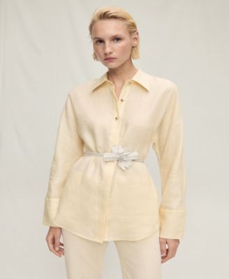 MANGO - Women's Button Detail Linen Shirt