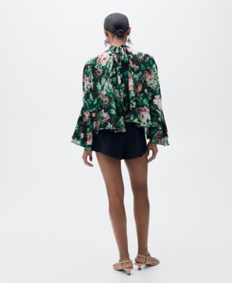Women's Floral-Print Turtleneck Blouse