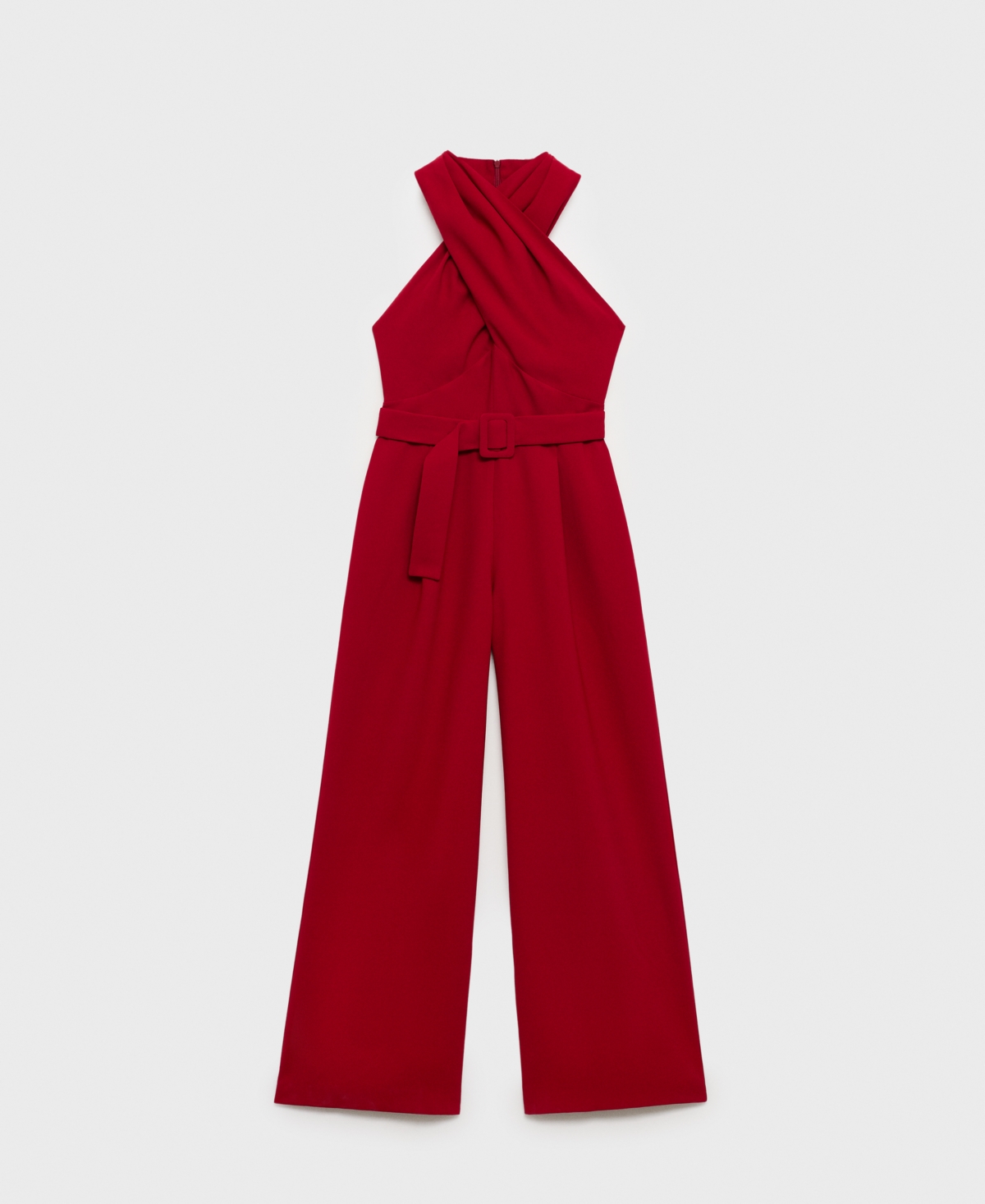 Women's Belt Wrap Jumpsuit - Wine