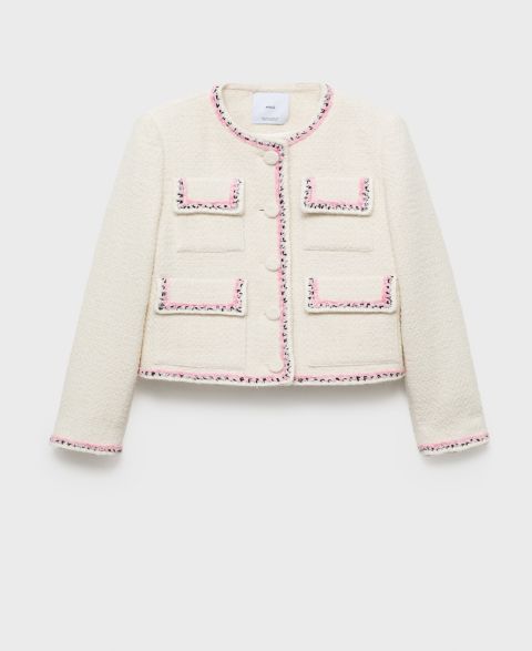 Женские куртки MANGO Contrasting Trims Tweed Jacket