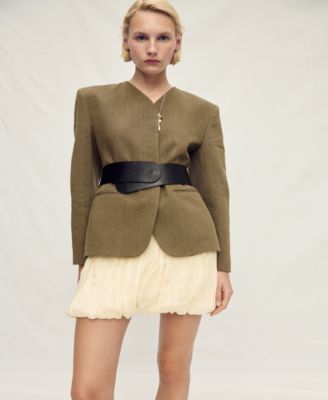 MANGO - Women's Balloon Effect Ramie Skirt