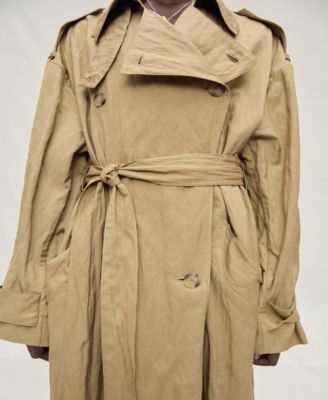 Women's Oversized Wrinkled Effect Trench Coat