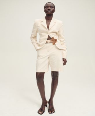 MANGO Women's Linen-Blend Suit Bermuda Shorts