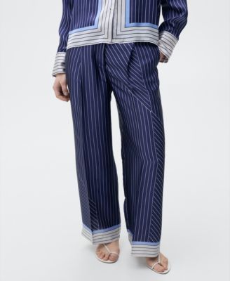 MANGO - Women's Combined Stripes Satin Trousers